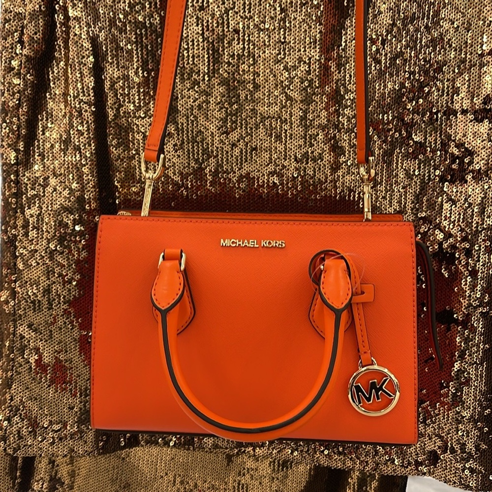 MICHAEL KORS
Sheila Small Faux Saffiano Leather Satchel
Poppy 
NWT - Picture 3 of 16